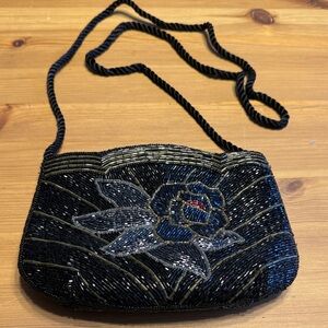 Elegant Black Beaded Women's Bag